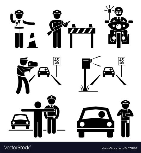 police officer traffic  duty stick figure vector image