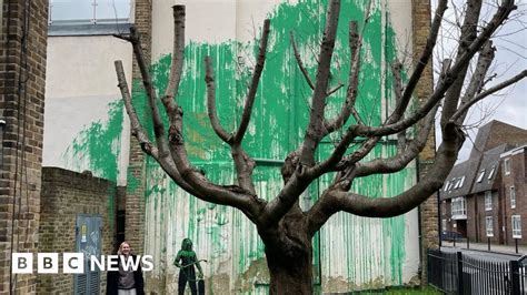 tree mural  london street prompts banksy speculation bbc news