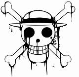 Jolly Roger Luffy Piece Anime sketch template