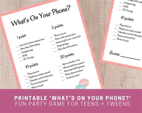printable whats   phone game  teens etsy