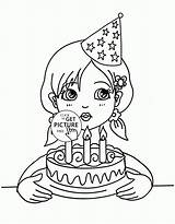Birthday Coloring Pages Girl Cake Blowing Kids Candles Happy Printable Drawing Template Sister Color Pinata Her Candle Bulletin Print Getcolorings sketch template