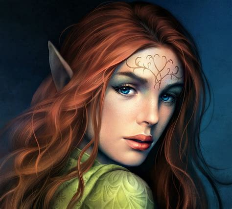 Malvae Art Fantasy Luminos Girl Redhead Elf Portrait Inar Of