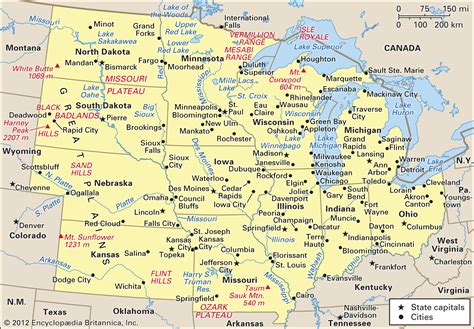 midwest states  capitals map printable printable word searches