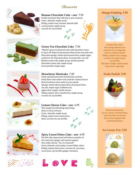 japanese vegan macrobiotic dining  dessert menu  july