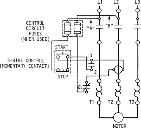 wiring diagram start stop motor control  threewire startstop circuit