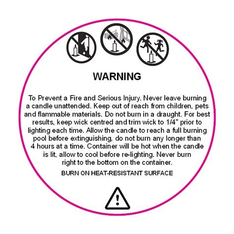printable candle warning labels template