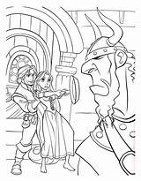 Tangled Rapunzel Coloring Flynn Rider Pages Princess Frying Pan Printcolorcraft Weapon Detailed sketch template