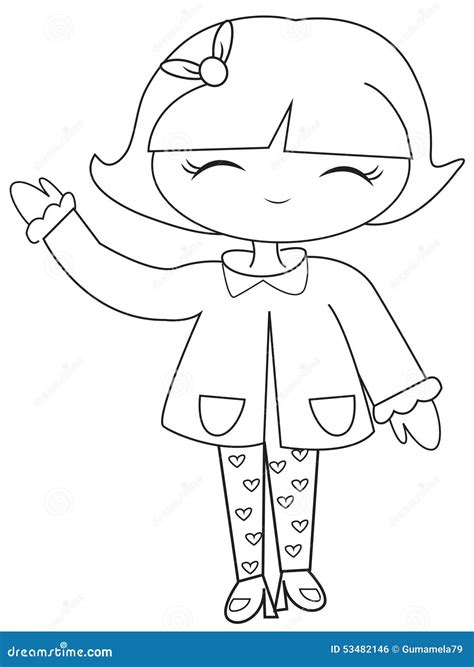 smiling  girl coloring page stock illustration illustration