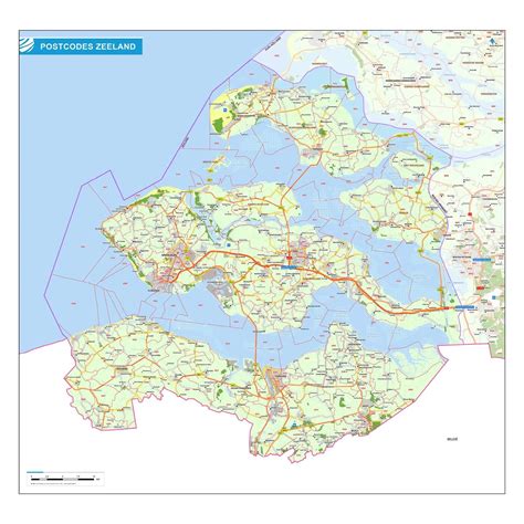 postcodekaart provincie zeeland vector map