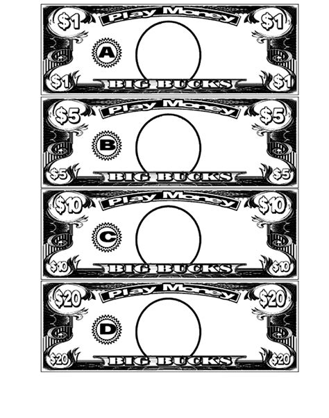 money template play money printable play money money template