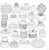 Food Coloring Pages Coloriage Gâteau Cake 塗り絵 Cupcake Desert Doodle Dessin Adulte ぬり絵 Imprimer Colorier Doodles Books Color Mandala Adult sketch template