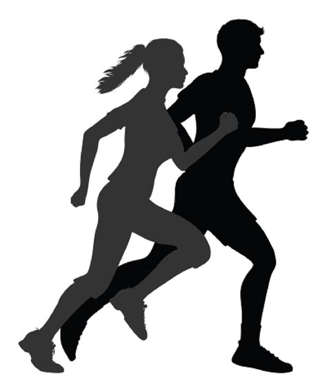 silhouette of man and woman running illustration running silhouette