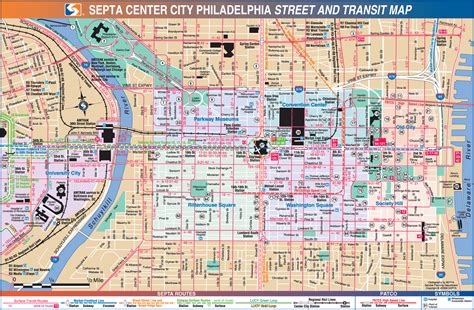 philadelphia downtown transport map mapsofnet