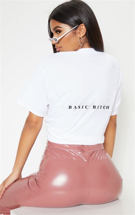 basic white bitch slogan back t shirt tops prettylittlething