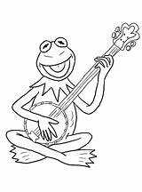 Coloring Kermit Guitar Frog Pages Playing Banjo Printable Drawing Acoustic Bass Getcolorings Getdrawings Coloringsky Sky Electric Colorings Categories sketch template