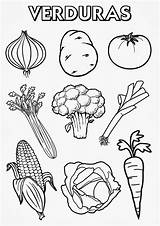 Frutas Verduras Vegetales Hojas Plato sketch template
