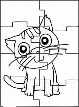 Puzzle Coloring Pages Puzzles Kids Printable Cat Color Jigsaw Play Sheets Happy Para Az Games Animal Azcoloring Cute Getdrawings Cut sketch template