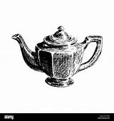 Pot Tea Kitchenware Drawn Sketch Alamy Graphic Hand Background Vector sketch template