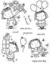 Digi Filles Petites Sellos Aniversari Garabateados Bluebell Betsy Infantiles Cortar Escolha Francobolli sketch template