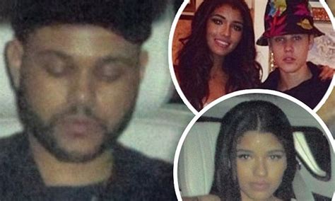the weeknd is spotted leaving club with justin bieber s ex daily mail