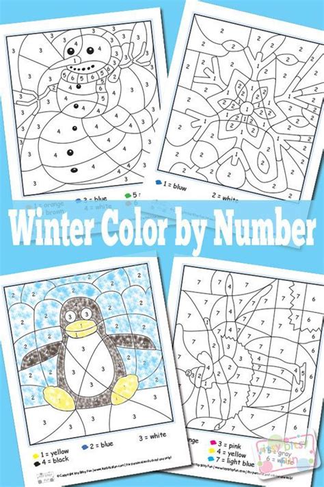 winter color  numbers worksheets winter colors worksheets  winter
