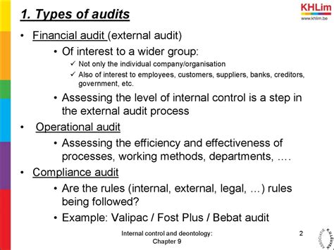 internal control  deontology chapter  external audit