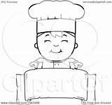 Chef Cartoon Blank Banner Boy Happy Over Clipart Cory Thoman Outlined Coloring Vector 2021 sketch template