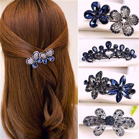 2021 Women Fashion Crystal Rhinestone Flower Hair Pin Ladies Girls