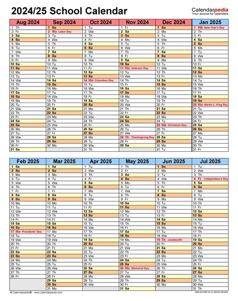 school calendars   printable excel templates