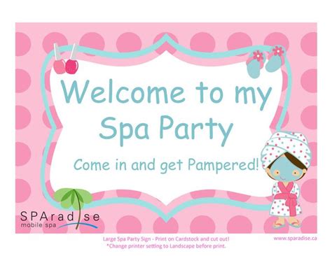 spa party sign  printable sparadise mobile spa  vancouver