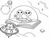 Coloring Ufo Pages Alien Space Outer Kids Flying Cool sketch template