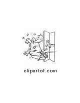 Cartoon Coloring Door Vector Leishman Ron Outlined Opening Woman Pushing sketch template