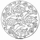 Sea Mandala Fishes Mandalas Coloring Pages Adult sketch template