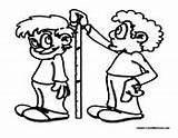Children Measuring Height Coloring Pages People Friends Colormegood sketch template