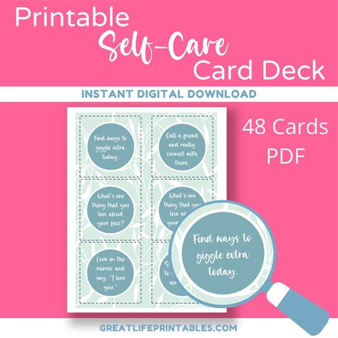 printable  care card deck  care cards  love etsy
