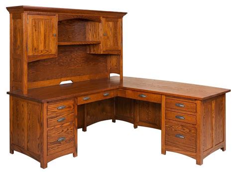 Oakwood L Desk With Optional Hutch From Dutchcrafters Amish Furniture
