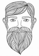 Coloring Pages Beard Portrait Man Zentangle Vector Mustache Patterned Ethnic Tattoo Shirt Adult Print Mo Geek sketch template