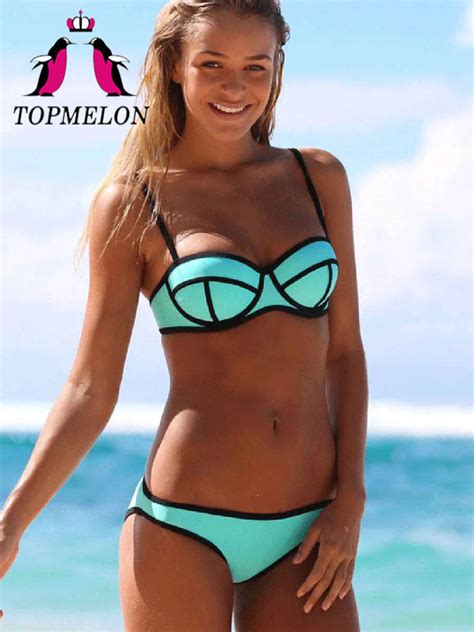 Topmelon Summer Women Bikinis Sets Push Up Solid Sexy Swimsuit Swimwear