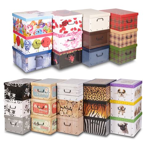 underbed collapsible storage boxes cardboard  lids handles
