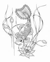 Koi Coccinelle Erwachsene Colorier Mandalas Fische Motif Adulte Tissu Japonais Malvorlagen sketch template