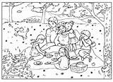Picnic Coloring Summer sketch template