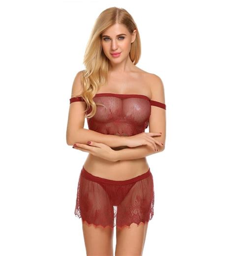 women sexy lingerie set lace strapless crop tops bra mini skirt with g
