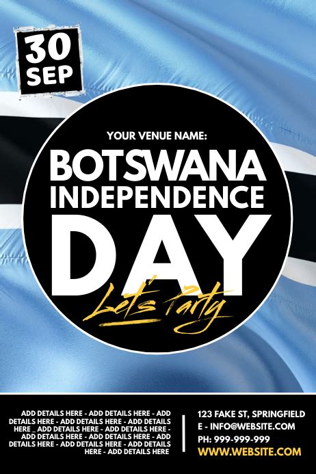 Botswana Independence Day Poster Template Postermywall