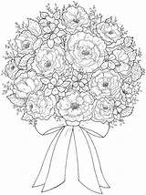 Bouquet Wedding Drawing Getdrawings Coloring Flower Arrangements sketch template