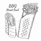 Doner Shawarma Kebab Kebeb Skewer sketch template
