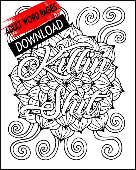 adult word coloring pages  adult coloring page etsy