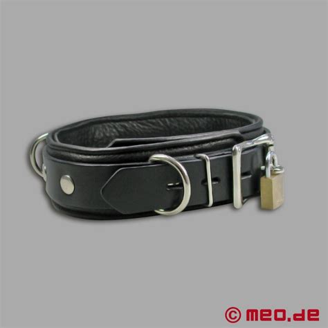 buy lockable bdsm leather collar with time lock from meo