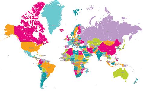 Carte Du Monde Avec Les Noms De Pays Illustration Vecteurs