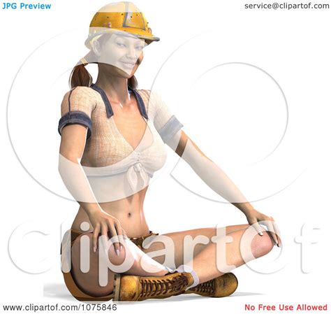 clipart 3d pinup construction worker woman sitting indian