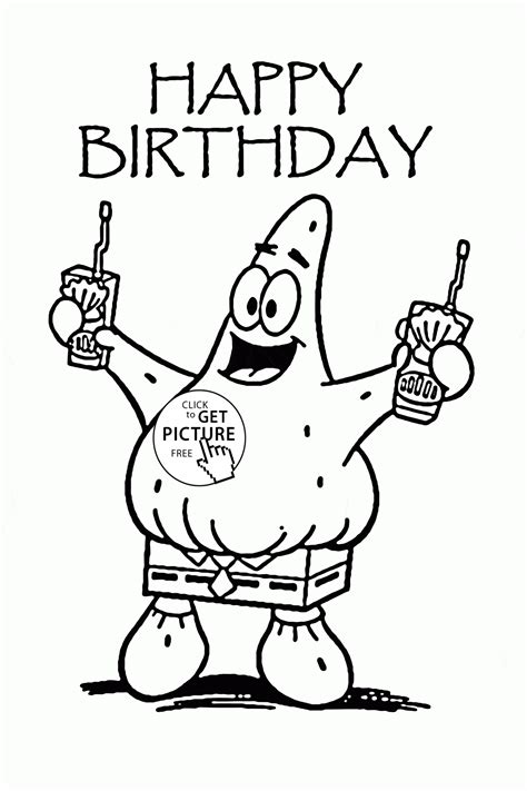 happy birthday cartoon coloring page  kids holiday coloring pages